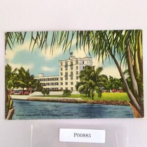 Champ Carr Hotel Fort Lauderdale Florida 1940s Linen Postcard 1943 FL PC